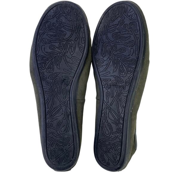 Ashley Blue Moccasin Slipper Olive Green Bow Tie Hard Flexible Bottoms Size 10 - Picture 10 of 11
